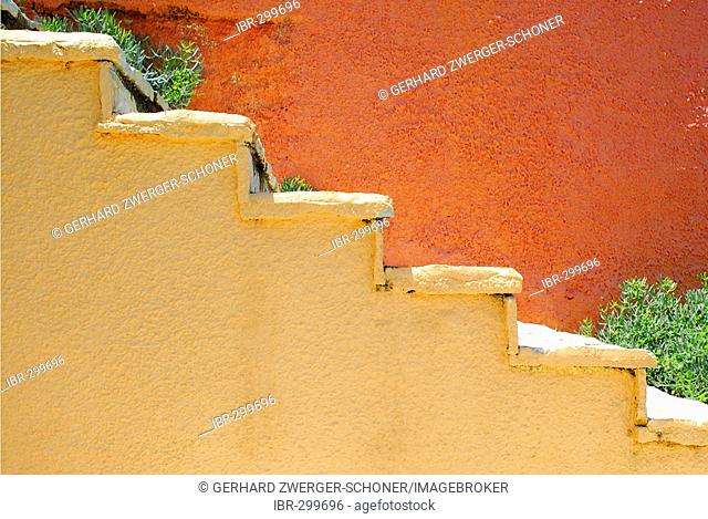 Orange stairs, Fiscardo, Kefalonia, Ionian Islands, Greece