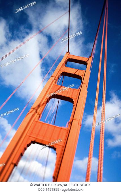 USA, California, San Francisco, The Presidio, Golden Gate National Recreation Area, Golden Gate Bridge, detail