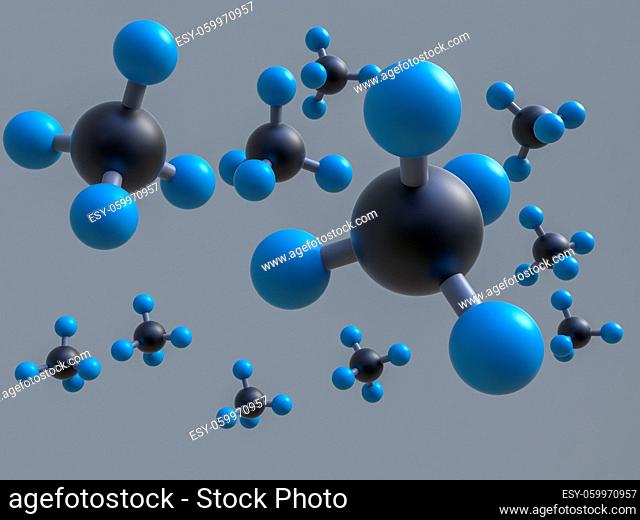 Das Treibhausgas Methan, Struktur. Methane, structure