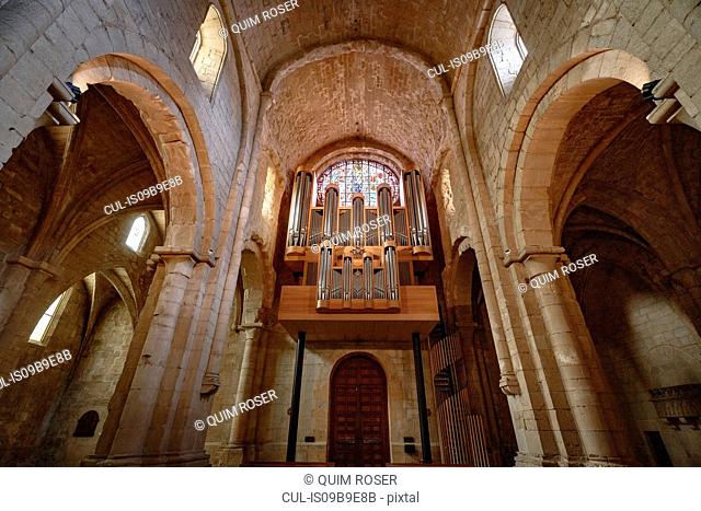 Interior of Royal Abbey of Santa Maria de Poblet, Vimbodi, Catalonia, Spain, Europe