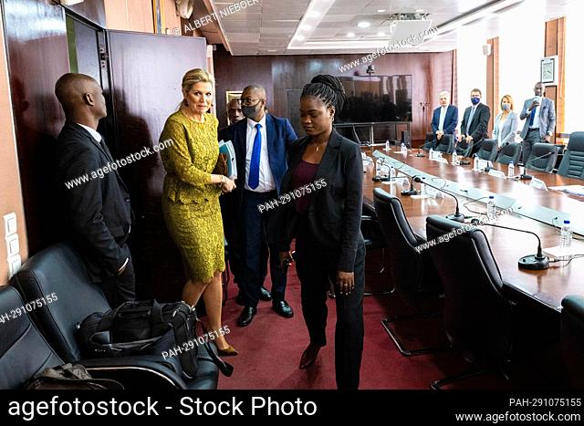Queen Maxima of The Netherlands at the Ministry of Economy and Finance in Abidjan, on June 14, 2022, to meet Dr. Adama Coulibaly at the last of a 2 days visit...