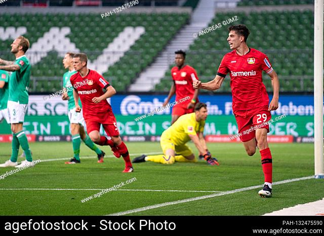firo football: 1.Bundesliga, season 19/20 2019/2020 26. matchday: Werder Bremen - Bayer Leverkusen jubilation Kai Havertz (Leverkusen # 29)