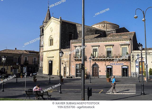 Church Madre Spirito Santo, Piazza Vittorio Emanuele, Nicolosi, Catania, Sicily, Italy