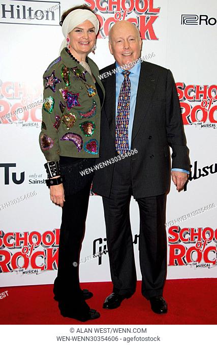 VIP arrivals on the red carpet for the opening night of School of Rock Featuring: Julian Fellowes, Emma Joy Kitchener Where: London