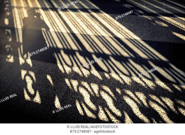 Photographer's shadow on the floor. Estació de França, Barcelona, Catalonia, Spain