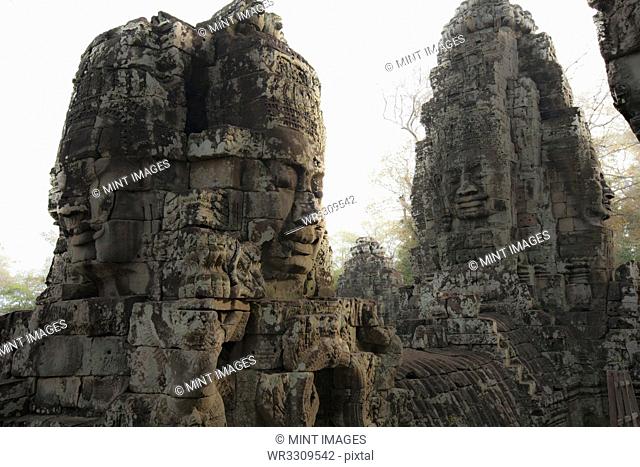 Ornate stone carvings, Angkor, Cambodia