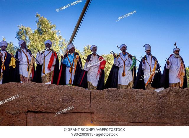 Priests Chant and Sway During Christmas Day Celebrations, Beite Maryam Church, Lalibela, Ethiopia