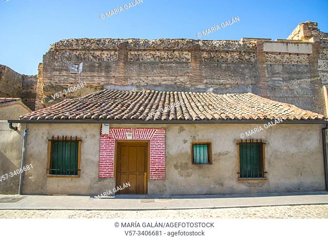 Facade of rustic house. Madrigal de las Altas Torres, Soria province, Castilla Leon, Spain