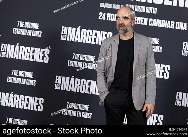 Luis Tosar attends to ""En Los Margenes"" photocall on October 3, 2022 in Madrid, Spain