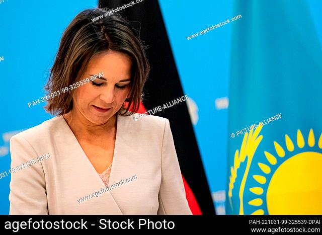 31 October 2022, Kazakhstan, Astana: Annalena Baerbock (Bündnis 90/Die Grünen), Foreign Minister, meets the Foreign Minister of the Republic of Kazakhstan on...