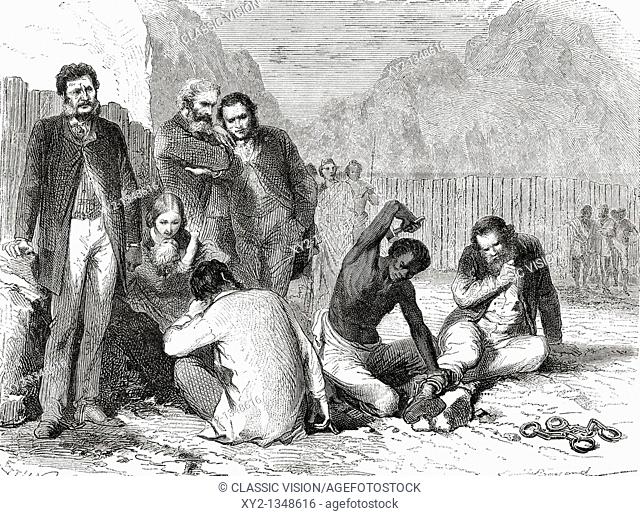Rassam and members of his mission being put in chains after being taken prisoner by Tewodros II in Abyssinia in 1868  Hormuzd Rassam
