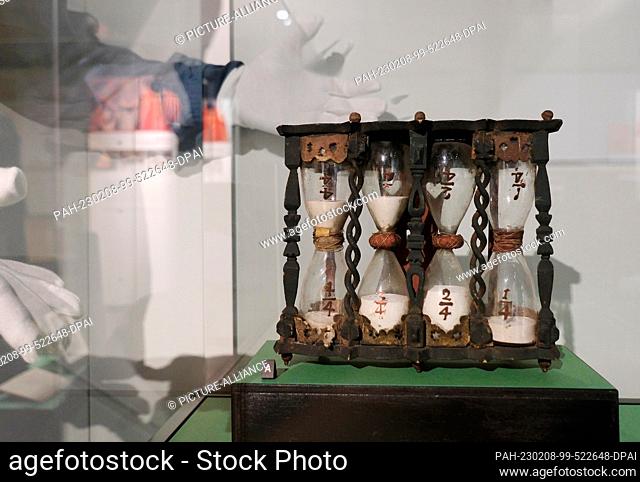 08 February 2023, Saxony, Zwickau: A pulpit clock from 1439 in the Museum of Urban and Cultural History in the new building near the priests' houses in the...