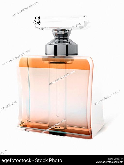 Perfume bottle isolated on white background. 3D illustration