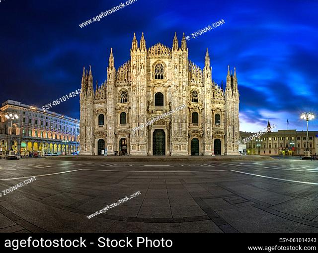 Milan Cathedral (Duomo di Milano) and Duomo Square in the Morning, Milan, Italy