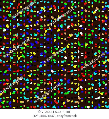 pattern with multi colored ellipses on brown background