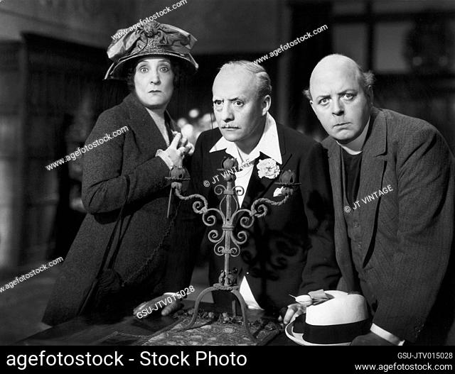 Kathleen Harrison, Hugh Wakefield, Aubrey Mather, on-set of the Film, Aren't We All? , Paramount British Pictures, 1932