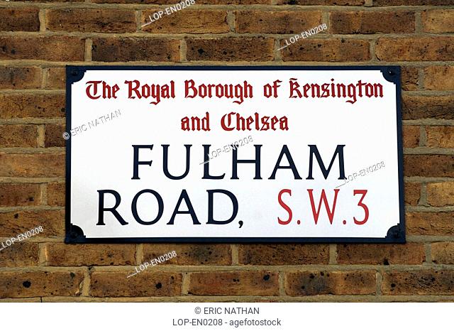 Detail of Fulham Road sign. 130 years ago Hammersmith & Fulham was a largely rural area until the advent of the railways in the borough with the extension of...