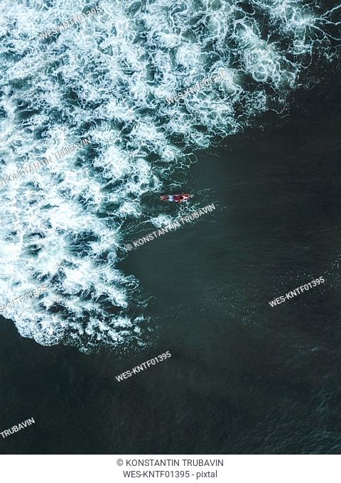 Indonesia, Bali, Aerial view of surfer