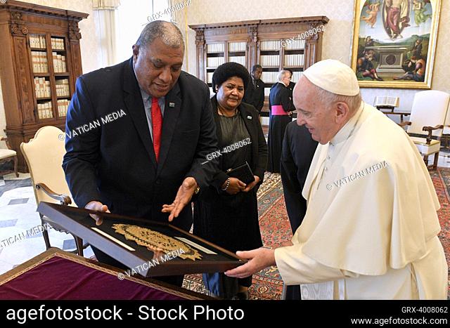 Vatican Ciy, Vatican. 01 august, 2022. Pope Francis meets Ratu Wiliame Maivalili Katonivere, President of the Republic of Fiji, with his consort