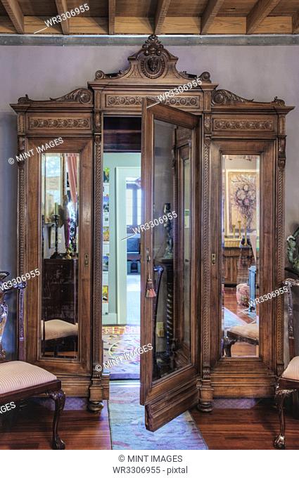 Ornate wardrobe with secret door