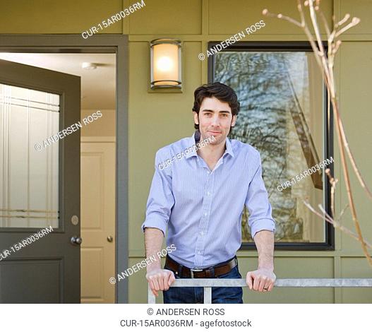 man on front porch