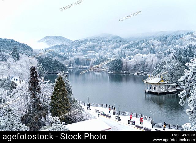 beautiful winter landscape on lushan mountain, a famous tourist destination in China