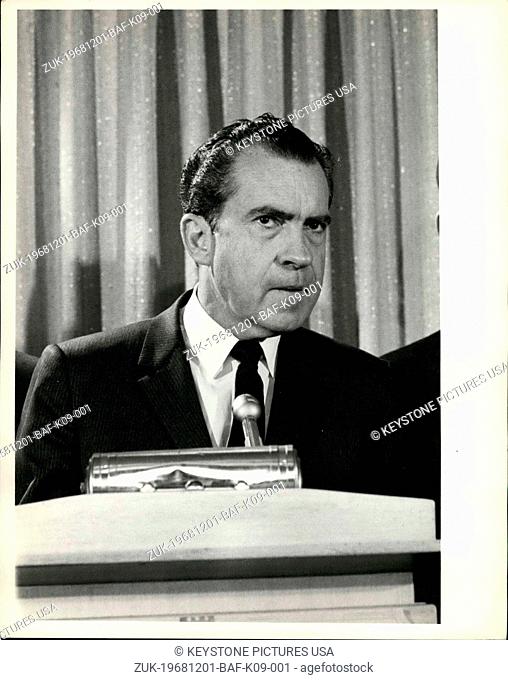 Dec. 01, 1968 - Richard Nixon - 37th President of the United States. (Credit Image: © Keystone Press Agency/Keystone USA via ZUMAPRESS.com)