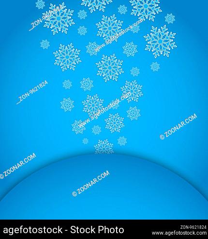 Illustration Christmas applique with set snowflakes - vector