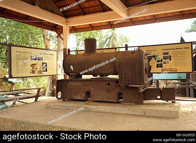 French colonial era locomotive, former railway, Ban Hang Khon, Don Khon, 4000 islands, Si Phan Don, Mekong, Champasak province, South Laos, Laos, Asia