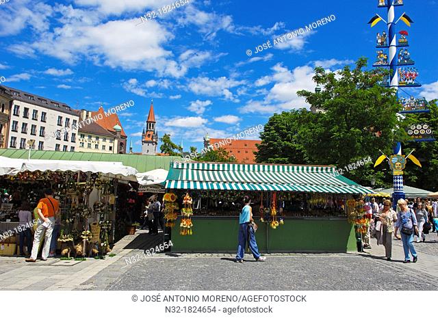 Munich, Viktualienmarkt , Market square, Bavaria, Germany, Europe