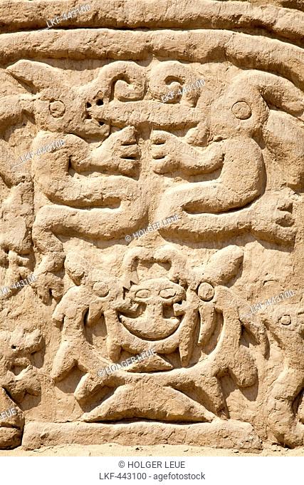 Carving detail at Arco Iris Rainbow Temple, Trujillo, La Libertad, Peru, South America