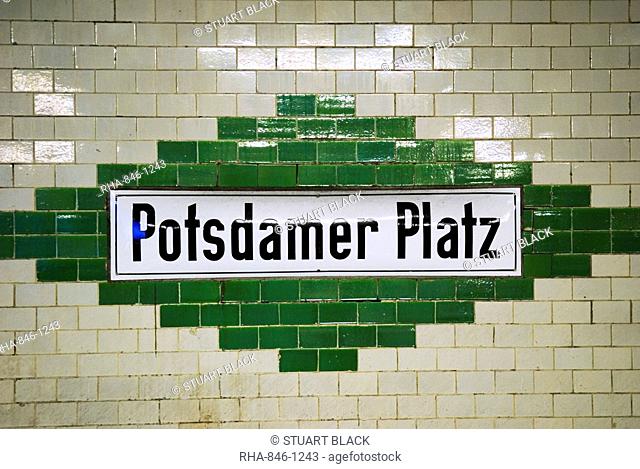 Potsdamer Platz underground sign, Berlin, Germany, Europe