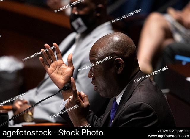 Benjamin Crump, civil rights attorney representing George Floyds family, testifies during a House Judiciary Committee hearing on ""Policing Practices and Law...