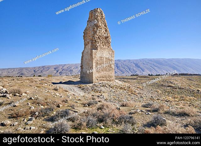 A ruined tower in the former round town of Gur near the Iranian city of Firuzabad, taken on 04.12.2017. The city was founded by Ardeshir I