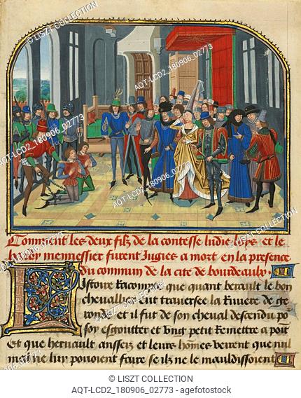 The Sons of Lydia Sentenced to Death; Loyset Liédet (Flemish, active about 1448 - 1478), and Pol Fruit (Flemish, active about 1468); Written: Brussels