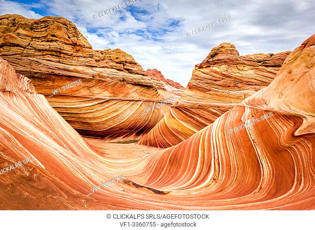 The Wave rock formation, Paria Canyon Vermillion Cliffs, Coyote Buttes, Page, Arizona, USA