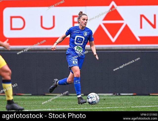 Gent's Chloe Vande Velde is pictured in action during a soccer match between KAA Gent Ladies and Club YLA, Saturday 06 November 2021 in Gent