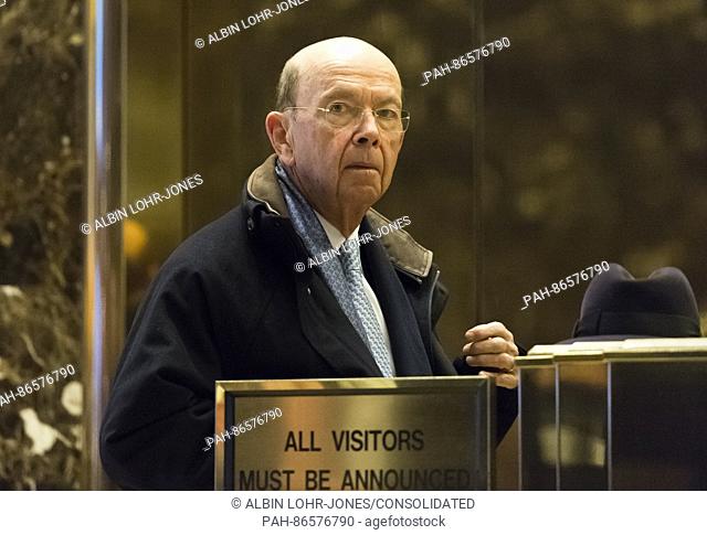 United States President-elect Donald Trump's nominee for Secretary of Commerce Wilbur Ross is seen in the lobby of Trump Tower in New York, NY