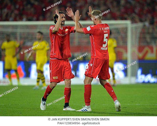 left to right: Neven SUBOTIC (UB), Marvin Friedrich (UB), celebrate the first victory, jubilation, cheer, joy, victory, happy, success, football 1