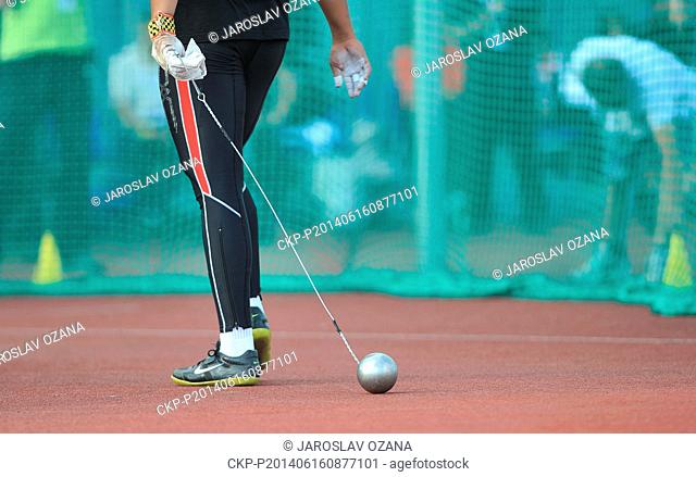 Subprogram of the Golden Spike, athletic meeting World Challenge on June 16, 2014 in Ostrava, Czech Republic. Hammer throw.(CTK Photo/Jaroslav Ozana)