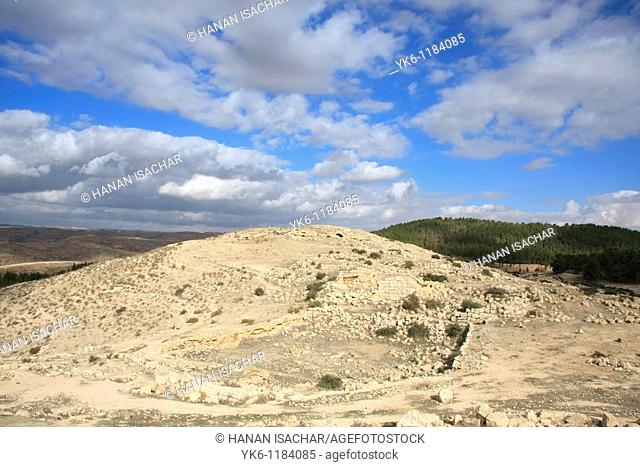 Israel, Southern Hebron Mountain, Tel Yatir site of Biblical Yatir