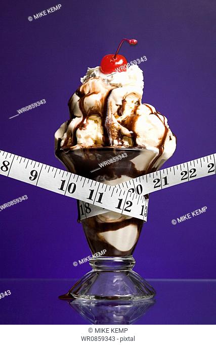 Close-up of a tape measure around an ice-cream