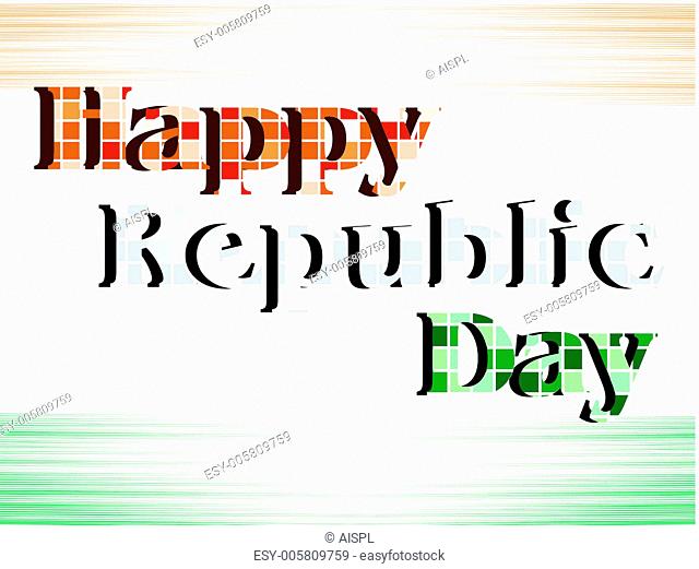 A vector illustration of text Happy Republic Day with blocks
