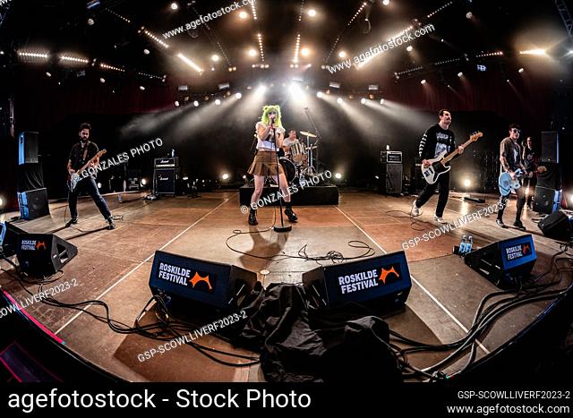 Roskilde, Denmark. 28th, June 2023. The American hardcore punk band Scowl performs a live concert during the Danish music festival Roskilde Festival 2023 in...