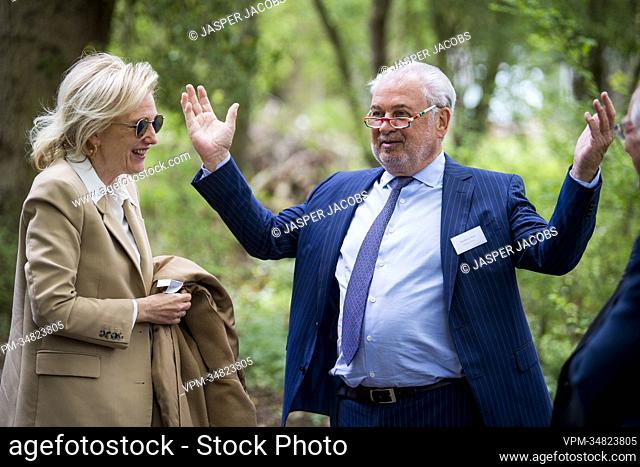 Princess Astrid of Belgium and Katoen Natie CEO Fernand Huts pictured during a visit at the start of the construction Indaver's Rivenhall Integrated Waste...