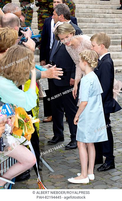 Brussel, 21-07-2016 Queen Mathilde, Prince Emmanuel and Princess Eléonore King Filip, Queen Mathilde and family attend the Te Deum