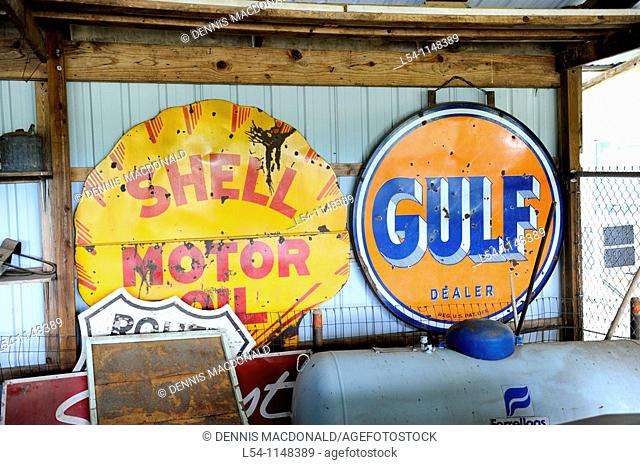Antique Gasoline Signs at Nostalgia Gift Shop Rolla Missouri along Route 66