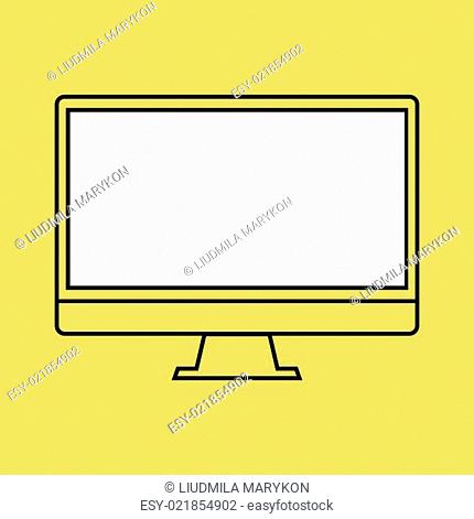 monitor PC design template element for web and mobile applications. Stroke thin line flat minimalistic style. Vector illustration eps10