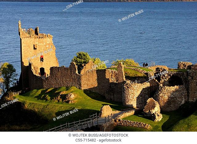 Loch Ness Lake, Urquhart Castle, 13th-16th centuries, Urquhart Bay, Highland, Scotland, UK
