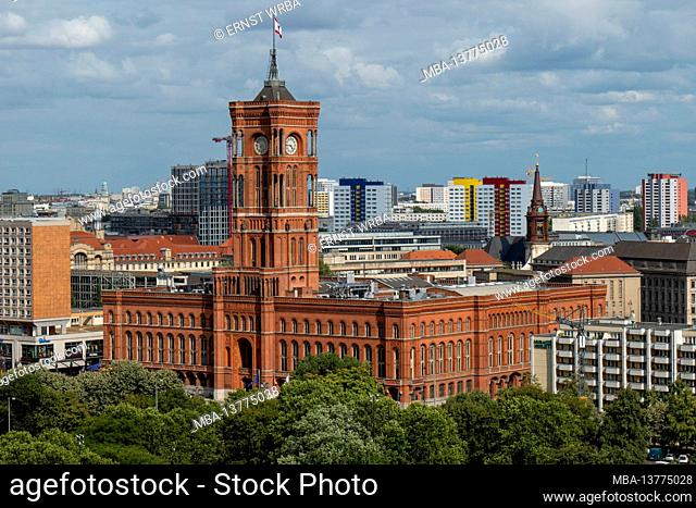 View from the cathedral on Berlin, Rotes Rathaus, Nikolaiviertel, Berlin Mitte, Berlin, Germany